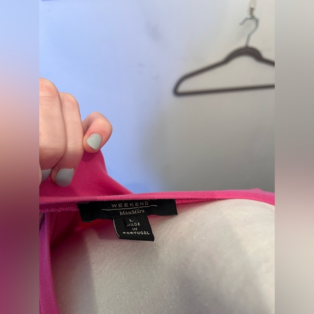 Weekend Max Mara Cotton Boatneck Long Sleeve Shirt Pink Large - Picture 4 of 4